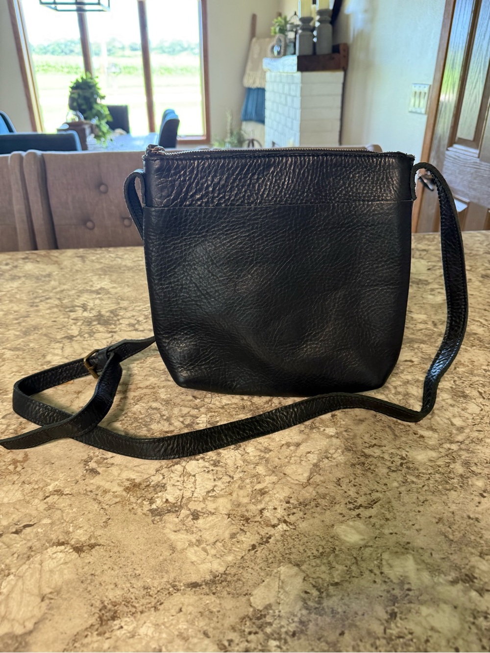 Duluth Trading Co Black Leather Crossbody Bag